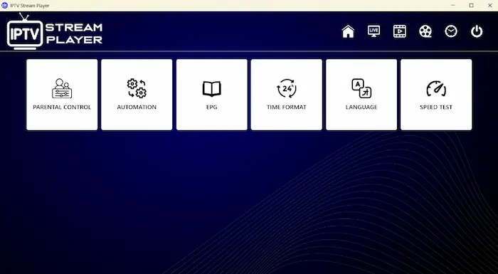 IPTV Stream Player EPG guide and Xtream Codes API interface on PC.