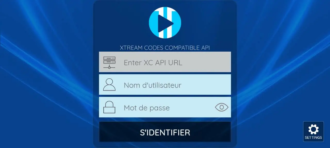 XCIPTV Player Xtream Codes API login screen on Android