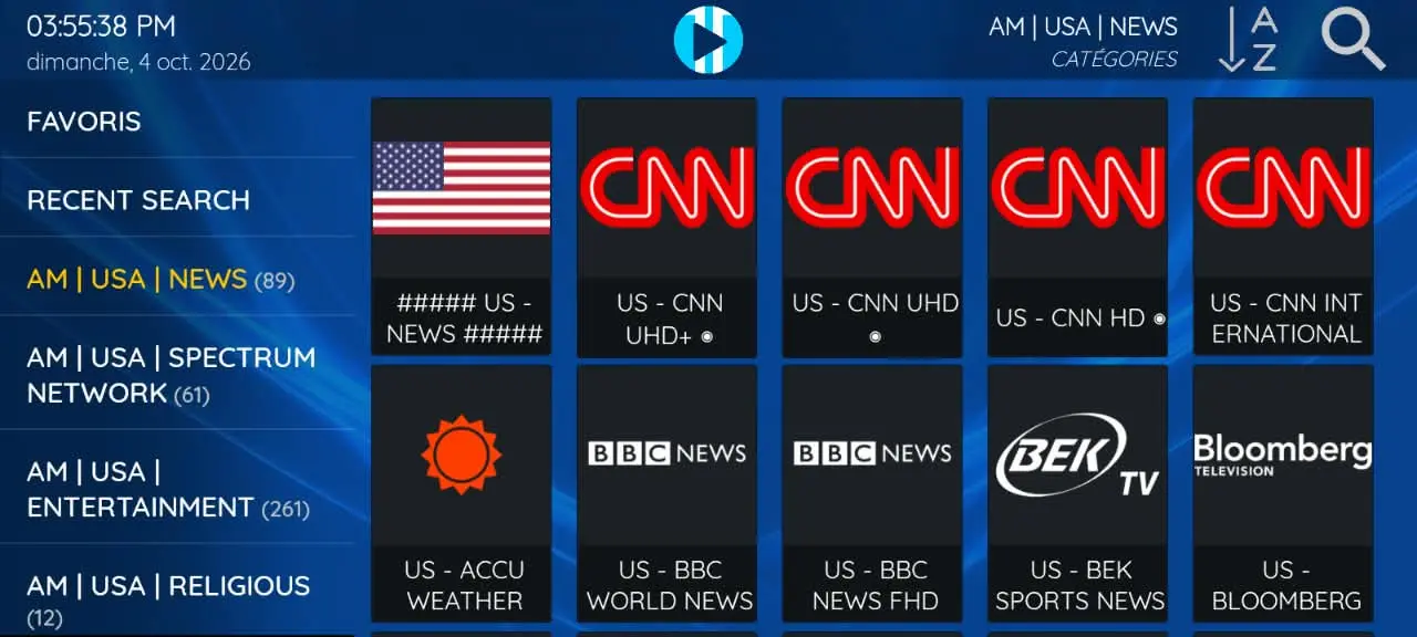 XCIPTV Player Live TV channel list on Android