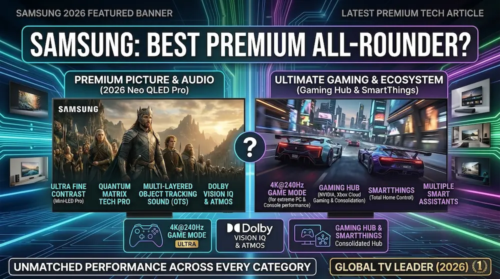Samsung premium Smart TV with advanced picture quality and smart features