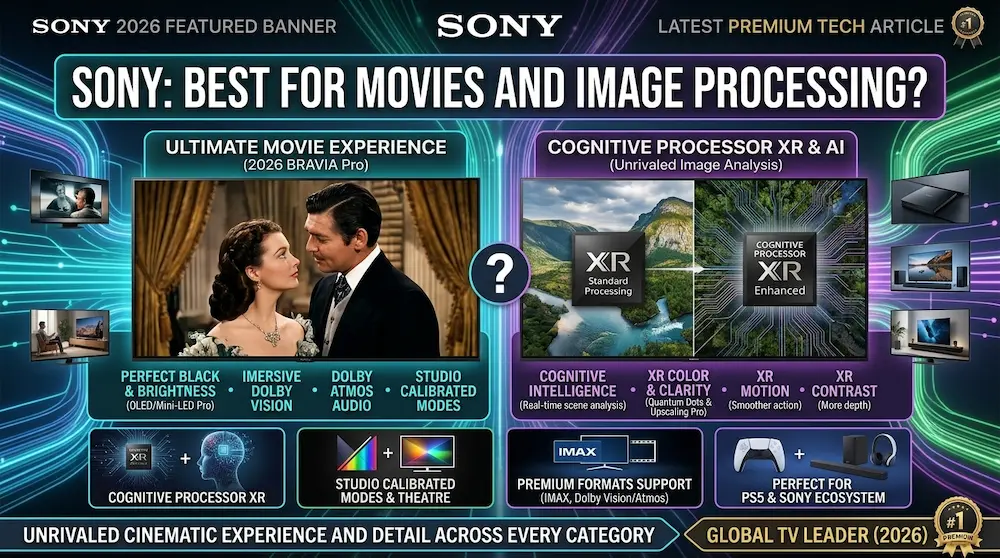 Sony BRAVIA TV displaying a detailed cinematic movie scene